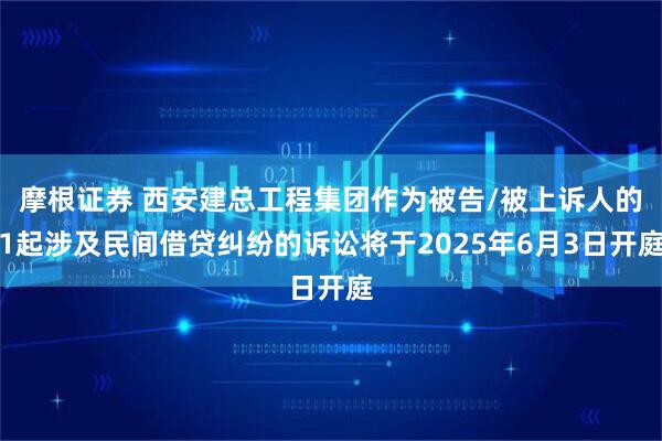 摩根证券 西安建总工程集团作为被告/被上诉人的1起涉及民间借贷纠纷的诉讼将于2025年6月3日开庭